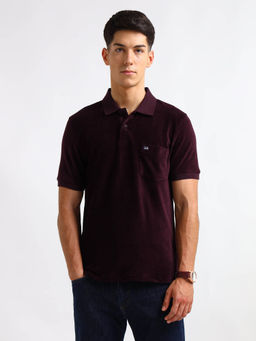Arrow Sports - Men Purple Regular Fit Textured Polo T-Shirt