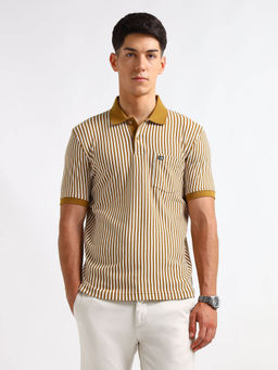 Arrow Sports - Men Brown Stripes Regular Fit Polo T-Shirt