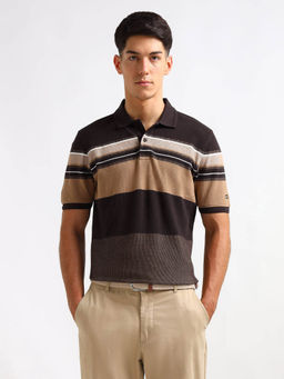 Arrow Sports - Men Brown Colourblock Regular Fit Polo T-Shirt