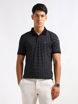 Arrow Sports - Men Black Printed Regular Fit Polo T-Shirt