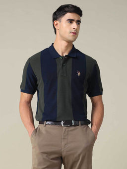 U.S. Polo Assn. Denim Co. - Men Multi-Color Colorblock Slim Fit Polo T-Shirt