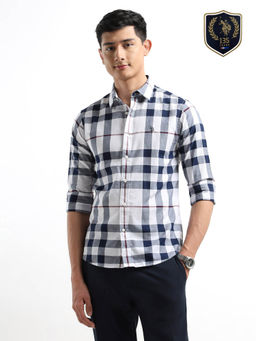 U.S. POLO ASSN. - Men White Checks Tailored Fit Shirt