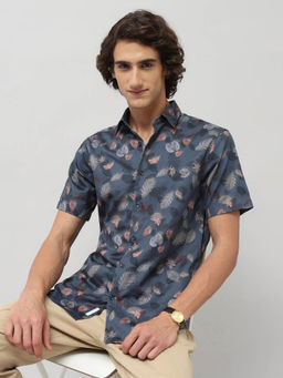 U.S. POLO ASSN. - Men Blue Tailored Fit Satin Shirt