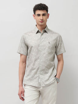 U.S. POLO ASSN. - Men Grey Tailored Fit Satin Shirt