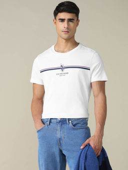U.S. POLO ASSN. - Men White Solid Regular Fit T-Shirt
