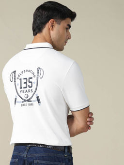 U.S. POLO ASSN. - Men White Graphic Printed Regular Fit Polo T-Shirt