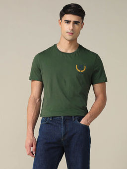 U.S. POLO ASSN. - Men Green Regular Fit Solid T-Shirt