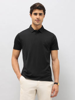 U.S. POLO ASSN. - Men Black Slim Fit Solid Polo T-Shirt