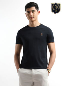 U.S. POLO ASSN. - Men Navy Blue Regular Fit Solid T-Shirt