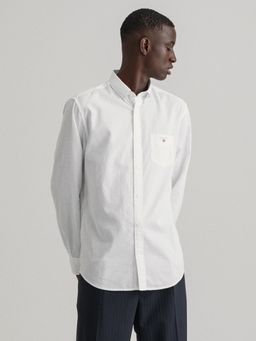 GANT - Men White Solid Regular Fit Shirt