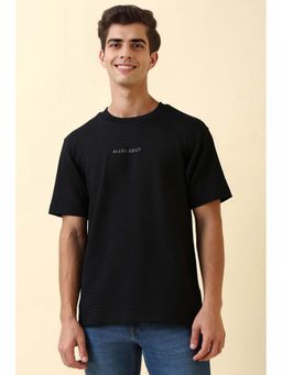 Allen Solly - Men Black Textured Crew Neck T-Shirt