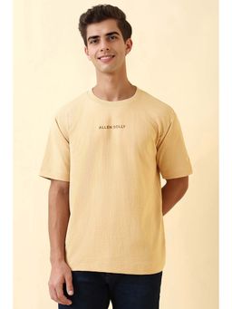 Allen Solly - Men Beige Textured Crew Neck T-Shirt