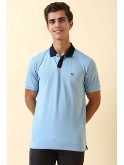 Allen Solly - Men Light Blue Solid Polo Neck T-Shirt