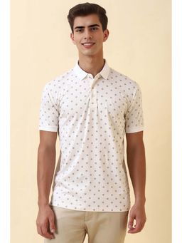 Allen Solly - Men White Printed Polo Neck T-Shirt
