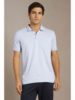 Louis Philippe - Men Light Blue Print Polo Neck T-Shirt