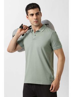 Van Heusen - Men Green Solid Polo Neck T-Shirt