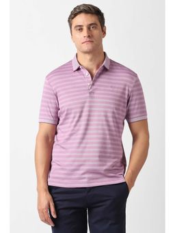 Van Heusen - Men Pink Stripe Polo Neck T-Shirt