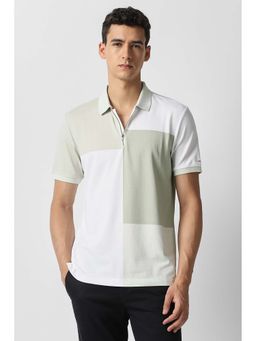 Van Heusen - Men Green Colorblock Polo Neck T-Shirt