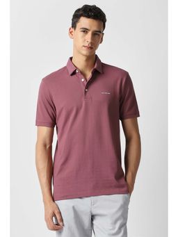 Van Heusen - Men Pink Solid Polo Neck T-Shirt