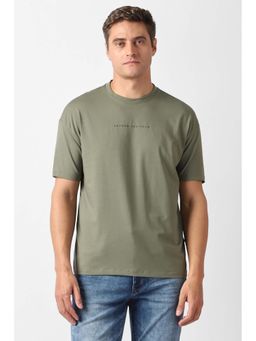 Van Heusen - Men Olive Graphic Print Crew Neck T-Shirt