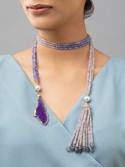 Joules By Radhika - Purple Beads Necklace