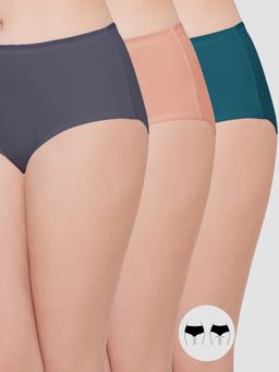 Wacoal - Midi Panty Pack Of 3 Grey,Green,Brown - Mid Waist Mid Coverage Solid Panty