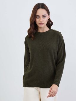 Styli - Olive Textured Acrylic Sweater