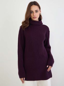 Styli - Burgundy Textured Acrylic Sweater