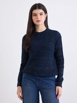 Styli - Navy Blue Textured Acrylic Sweater