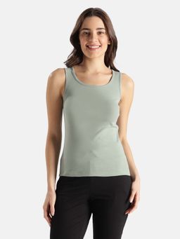 Jockey - A113 Women Super Combed Cotton Rib Fabric Solid Tank Top - Iceberg Green