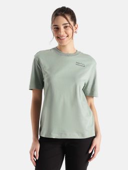 Jockey - A160 Women Super Combed Cotton Rich Oversized Printed T-Shirt - Iceberg Green