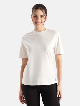 Jockey - A160 Women Super Combed Cotton Rich Oversized Printed T-Shirt - Snow White