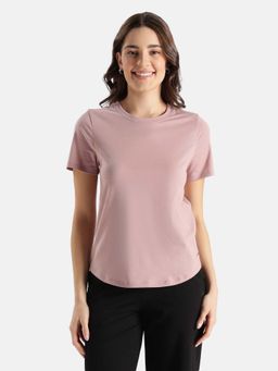 Jockey - AW88 Women Cotton Rich Relaxed Fit Curved Hem Styled T-Shirt - Woodrose