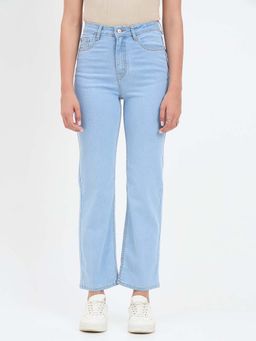 Madame - Blue Solid/Plain Cotton Jeans