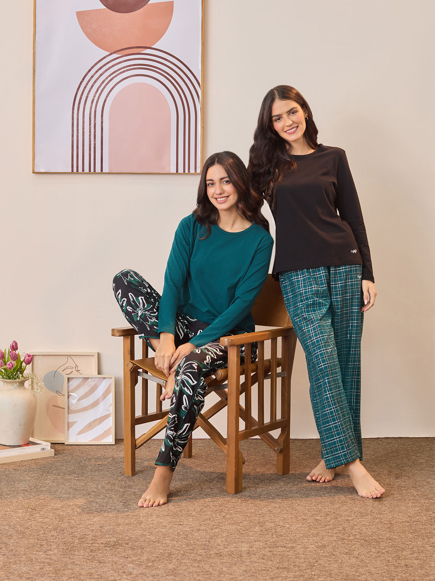 Buy Nykd By Nykaa Rayon Sleep Pajama - NYS130 -Green Print Online