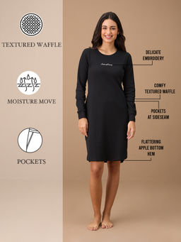 Nykd by Nykaa - Waffle Sleep Dress - NYS804 - Jet Black
