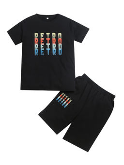 ZIP ZAP ZOOP - Boys Black Printed T-Shirt with Shorts (Set of 2)