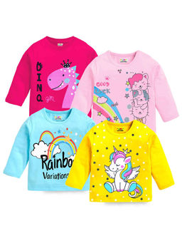 Kuchipoo - Girls Multi-Color Printed T-Shirt (Pack of 4)