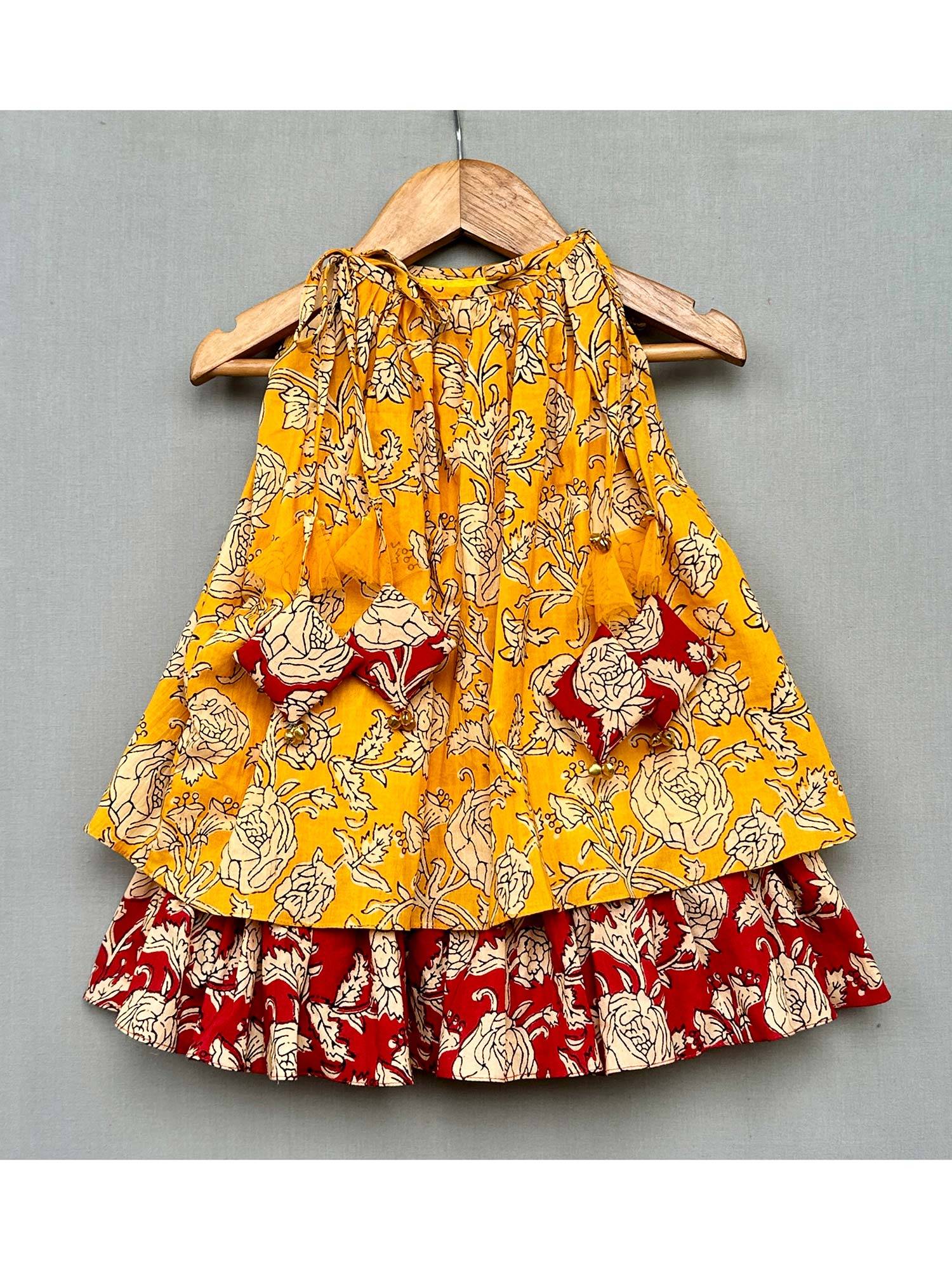 Buy LABEL NEETI Girls Yellow Floral Dress (0-6 Months) Online