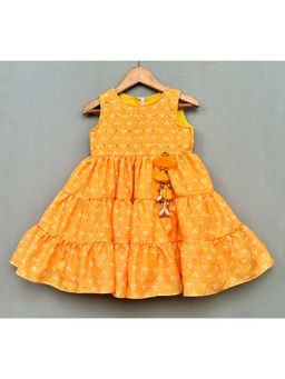 LABEL NEETI - Girls Yellow Embellished Dress