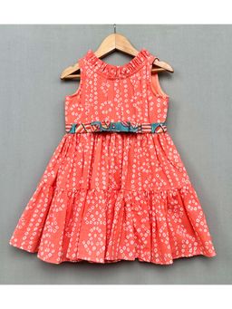 LABEL NEETI - Girls Peach Printed Dress