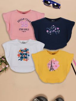 3PIN - Girls Multi-Color Printed Top (Pack of 4)