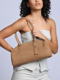 RSVP by Nykaa Fashion - Camel Brown Faux Suede Shoulder Baguette Bag For Women