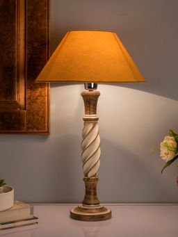 Homesake - Antique Twister Wooden Table Lamp Golden