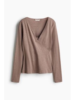 H&M - Women Beige Mama Ribbed Nursing Top