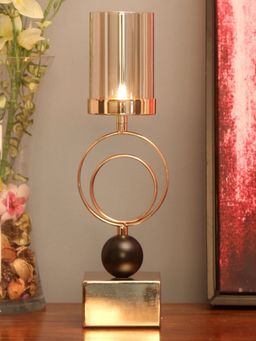 At Home by Nilkamal - Ringlets Candle Stand (Black & Gold)