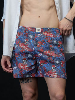 The Souled Store - Official Spider-Man: Thwip Men Blue Shorts