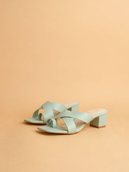 ERIDANI - Solid Sea Green Piper Heels