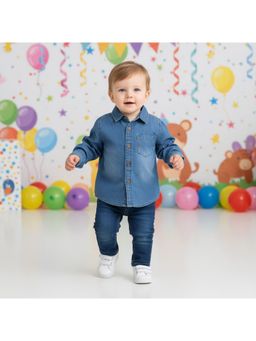 MINI KLUB - Full Sleeves Solid Shirt-Blue