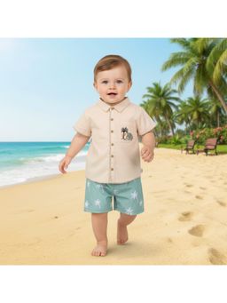 MINI KLUB - Animal Embroidered Shirt-Beige